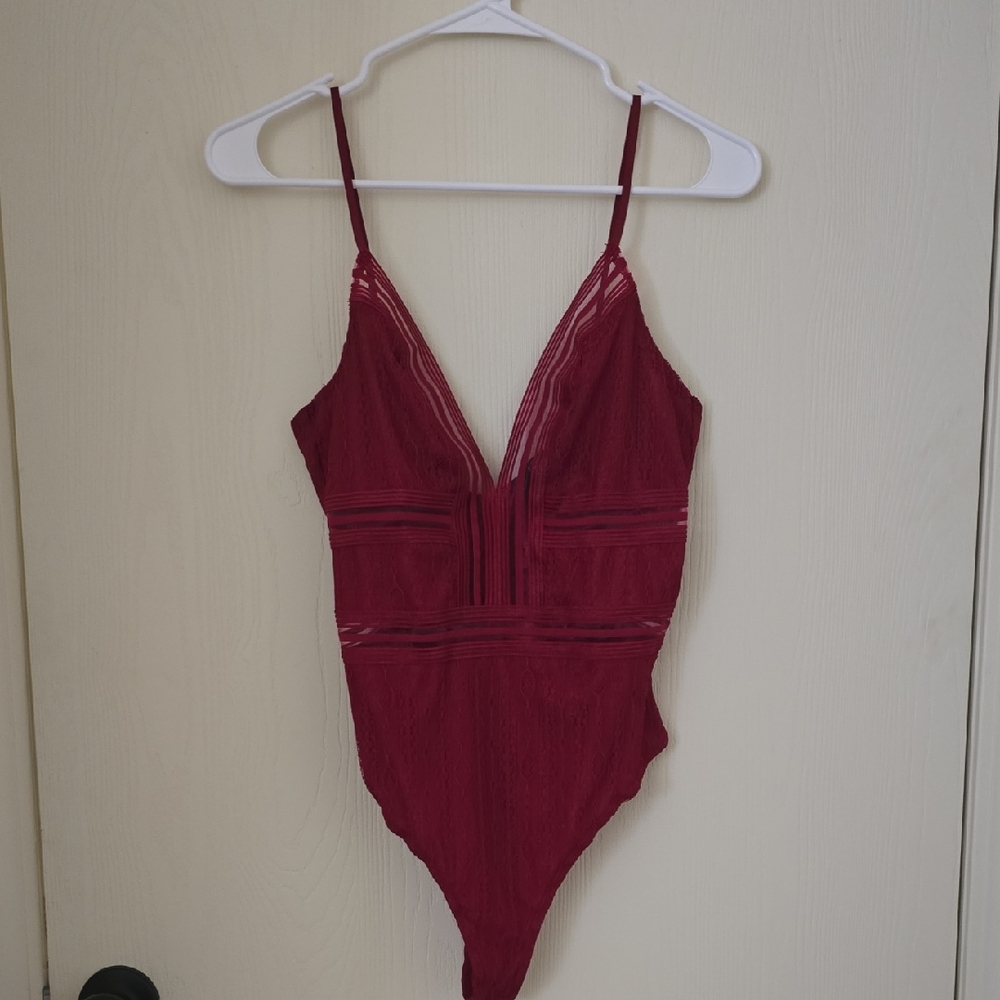 NEW NO TAG Lulu's Burgundy Bodysuit